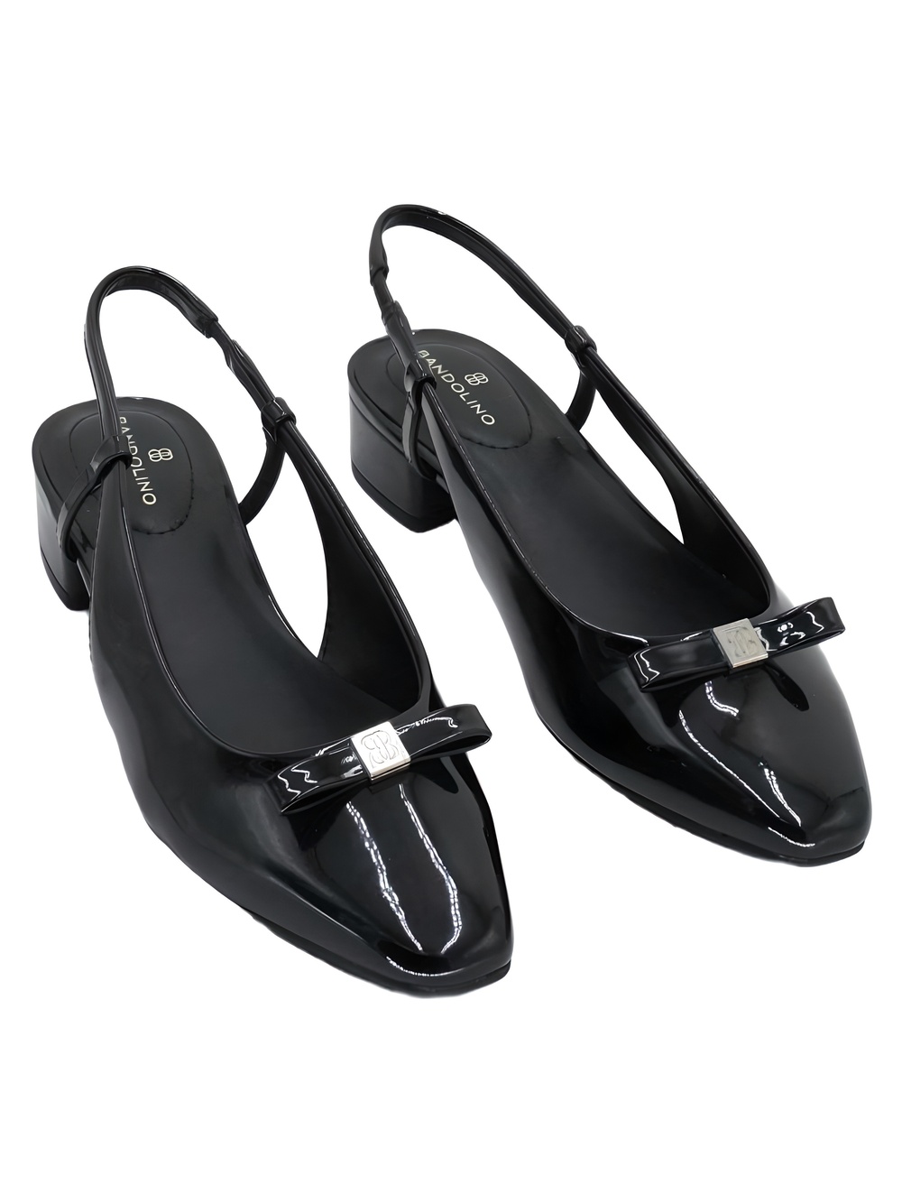 Bandolino Andies Bow Black Patent Slingback Pointed Toe Pumps Size 8